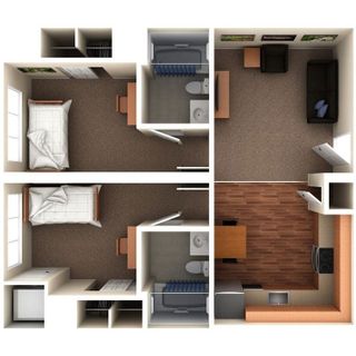 2 bedroom 2 bath floor plan of Vandalia