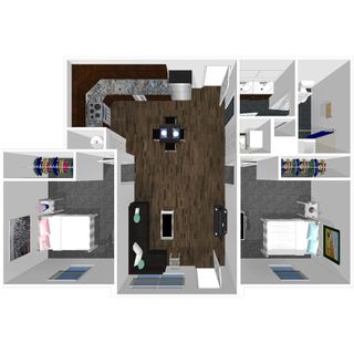 2 bedroom 1 bath floor plan of college park