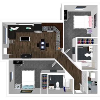 2 bedroom 2 bath floor plan of college park